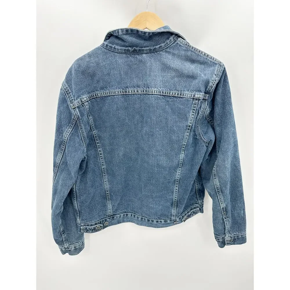 Levi's Jacket‎ Men MEDIUM Blue 2002 Denim Quilted Insulated Long Sleeve Trucker